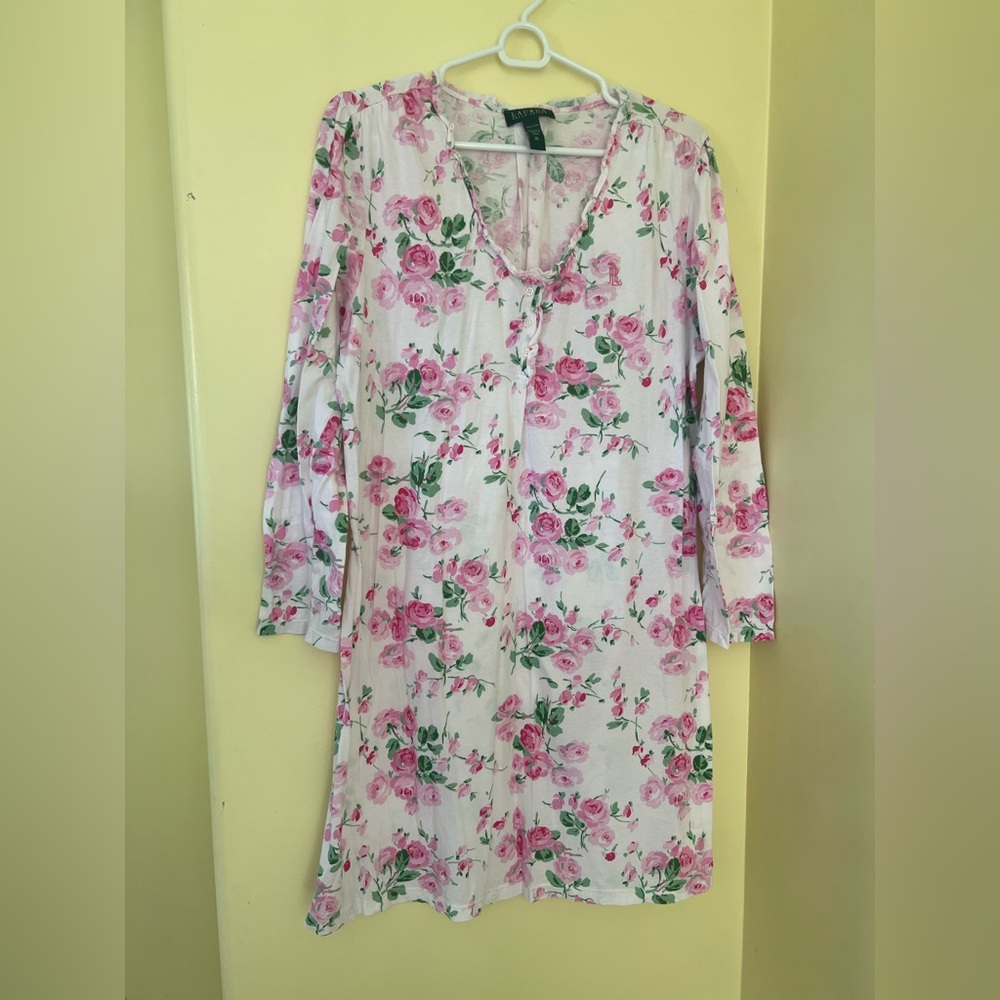 Ralph Lauren Pink and Green Floral Nightgown